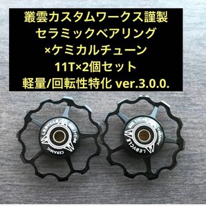 【回転性特化型】セラミックベアリング×ケミカルチューンプーリー　ver.3.0.0 11T 2個セット　叢雲カスタムワークス謹製