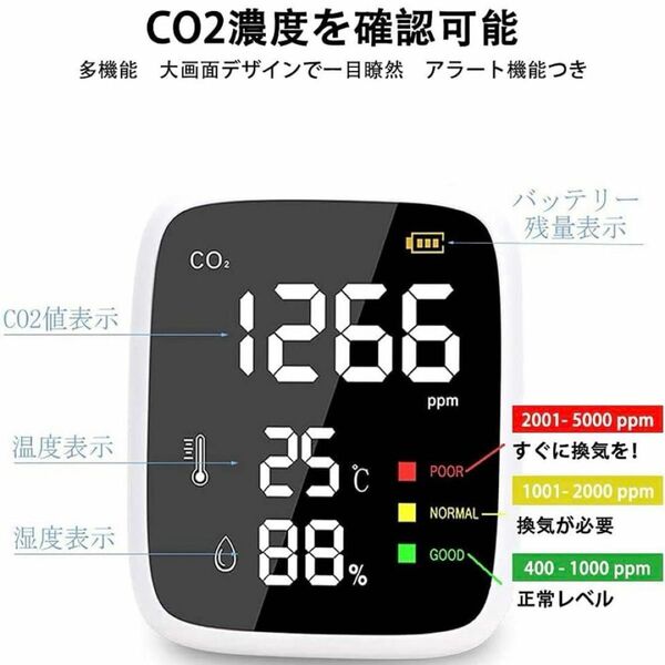 二酸化炭素濃度計 co2濃度センサー co2測定器 温湿度センサー