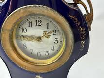 【動作品】西洋アンティーク　置き時計　ゼンマイ機械式時計 　陶器　花瓶　ディスプレイ_画像6