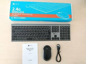 [ one jpy start ]iClever keyboard wireless key board mouse set Japanese JIS arrangement quiet sound super thin type wireless 2.4G [1 jpy ] HOS01_0917