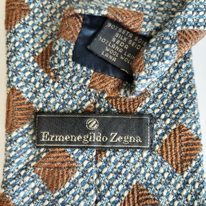 エルメネジルドゼニア(Ermenegildo Zegna)ブルー茶四角ネクタイ