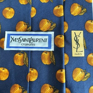 イヴサンローラン（YVES SAINT LAURENT）紺茶色林檎ネクタイ