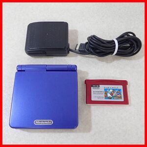 動作品 GBASP ゲームボーイアドバンスSP 本体 AGS-001 アズライトブルー + ソフト スーパーマリオブラザーズ まとめてセット Nintendo【10