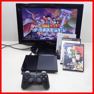 動作品 PS2 プレステ2 薄型 本体 SCPH-90000 チャコール・ブラック + 冒険王ビィト 等 ソフト3本 まとめてセット SONY ソニー【20