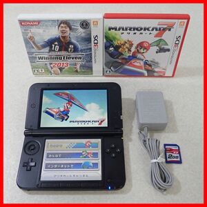 動作品 ニンテンドー3DSLL 本体 SPR-001 シルバー×ブラック + ソフト マリオカート7 等 2本 セット Nintendo【10