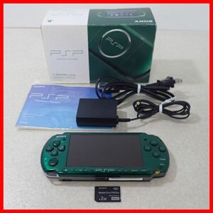 動作品 PSP プレイステーションポータブル 本体 PSP-3000 スピリティッド・グリーン SONY ソニー 箱説付【10