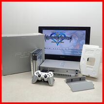 動作品 PS2 プレステ2 本体 SCPH-39000 SILVER シルバー + 縦置きスタンド + KINGDOM HEARTS 等 ソフト3本 まとめてセット SONY 箱付【20_画像1