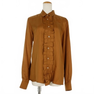  mezzo n Margiela 1 Maison Margiela 1 шелк оборка блуза рубашка длинный рукав 40 чай Brown S51DL0203 внутренний стандартный женский 