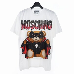 未使用品 モスキーノ MOSCHINO 20SS バッド テディベア プリント Tシャツ カットソー 半袖 M ホワイト 白 A0711 レディース