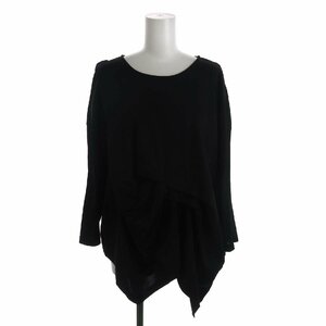  Zucca zucca 22SS light tricot 7 minute sleeve cut and sewn T-shirt deformation asimeM black black ZU21JJ021 /SW lady's 