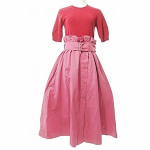 Snidel snidel 18SSto wrench skirt do King One-piece short sleeves long knitted unusual material switch belt attaching red pink F 0321 lady's 