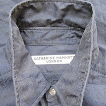 キャサリンハムネットロンドン KATHARINE HAMNETT LONDON 近年モデル 総柄シャツ 長袖 ネイビー 紺 L 0402 IBO51 メンズ_画像8