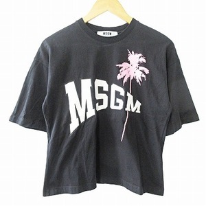 エムエスジーエム MSGM 近年モデル Tシャツ カットソー ロゴ プリント 黒 XS 0401 IBO51 レディース