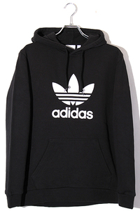 adidas originals アディダスオリジナルス SIZE:L TREFOIL HOODIE ロゴプルオーバーパーカー BLACK ブラック DT7964 /◆ メンズ