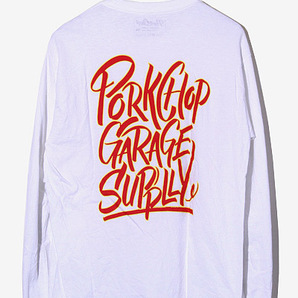 PORKCHOP GARAGE SUPPLY ポークチョップ PORK CALIF L/S TEE ポークカリフ コットン プリント 長袖Tシャツ M WHITE ホワイト /◆ メンズの画像2