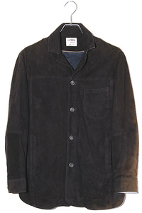 EMMETI エンメティ GOATSKIN SUEDE SHIRT JACKET 山羊革 ゴートスキン スウェード シャツジャケット 46 BLACK ブラック イタリア製 /◆ メ