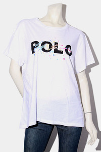 POLO RALPH LAUREN ポロ ラルフローレン ロゴプリント 半袖Tシャツ カットソー XL WHITE ホワイト 211857382001 /◆☆ レディース