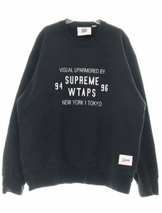 シュプリーム SUPREME × WTAPS 21AW CREWNECK BLACK L ダブルタップス コラボ クルーネック スウェット トレーナー ブラック240410 ☆AA★