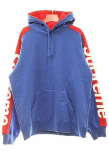 シュプリーム SUPREME 18SS SIDELINE HOODED SWEATSHIRT BLUE M サイド ライン フーデッド スウェット シャツ パーカー アーム ロゴ240413