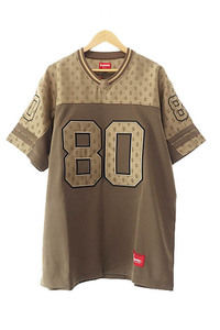 シュプリーム SUPREME 18SS Monogram Football Jersey モノグラム ドル フットボール ジャージ 半袖 Tシャツ XL 茶 ブラウン ☆AA★ 240409