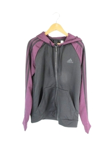  Adidas adidas jersey Parker long sleeve front opening bai color with a hood . domestic regular purple black OT QQQ lady's 