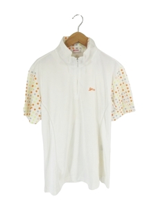 スリクソン SRIXON ポロシャツ 半袖 ジップ 水玉 シンプル 無地 ワンポイントロゴ 白 LL QQQ レディース
