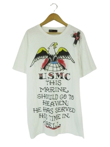 エドハーディー Ed Hardy Tシャツ 丸首 半袖 プリント イーグル 綿 コットン ホワイト sizeM QQQ メンズ