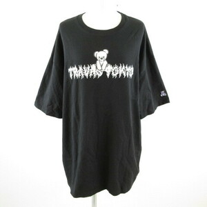 トラバス トウキョウ TRAVAS TOKYO カットソー Tシャツ 半袖 くまプリント オーバーサイズ 黒 F *T816 メンズ