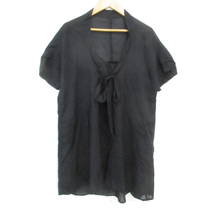  Kei Be efKBF Urban Research туника рубашка блуза короткий рукав V шея лента прозрачный одноцветный F чёрный черный /FF2 женский 
