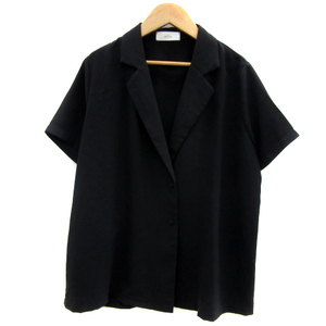 SELECT MOCA セレクトモカ オープンカラーシャツ 半袖 無地 オーバーサイズ F 黒 ブラック /YS20 レディース