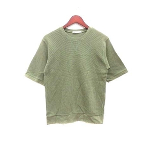 イッカ ikka Tシャツ カットソー ワッフル地 五分袖 M 緑 グリーン /YK メンズ