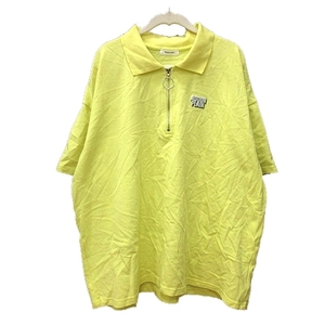 アドーンプレーン Adoon plain ポロシャツ ハーフジップ 刺繍 半袖 M 黄色 イエロー /MN メンズ