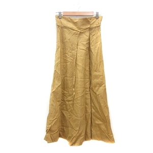  Rope ROPE flair юбка maxi длинный LAP способ лен linen38 желтый бежевый /MN женский 