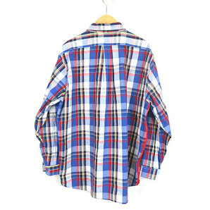 レップ ディグ イット REP DIG IT TOKYO 胸 刺繍 サイドジップ オーバーサイズ チェックシャツ 長袖 青 ベース M メンズの画像2