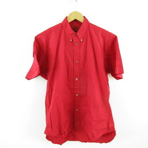 ハムネット HAMNETT ボタンダウンシャツ 半袖 赤 M *A608 メンズ