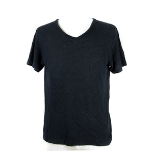  Beams BEAMS T-shirt cut and sewn short sleeves V neck flax linen thin plain S black black tops /BT men's 