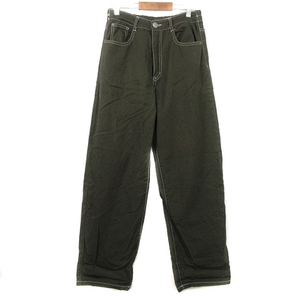  As Know As as know as plus Denim pants jeans ji- bread color Denim stitch cotton plain F khaki bottoms /BT lady's 