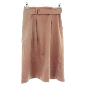  Untitled UNTITLED skirt flair knee height tuck thin cotton plain 1 pink bottoms /BT lady's 