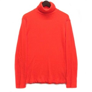 ザラ ZARA タートルネック ナイロン リブ ニット Tシャツ 長袖 ネオンオレンジ M 4090/318 メンズ