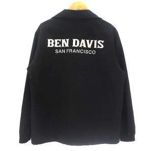 ベンデイビス BEN DAVIS コーチジャケット プリント フロントスナップボタン ドローコード 黒 ブラック M ■GY01 メンズの画像4
