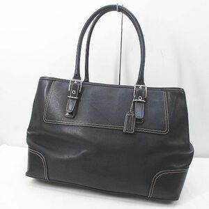  Coach COACH tote bag black black series leather 7556