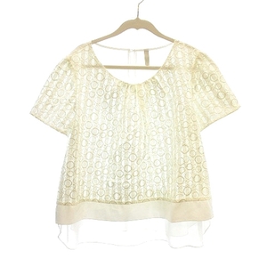  Untitled UNTITLED blouse embroidery short sleeves switch 44 white ivory /MN lady's 