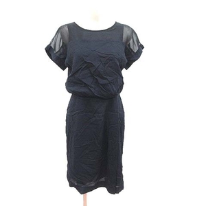  Untitled UNTITLED One-piece knee height short sleeves tuck switch sia- see-through 2 navy blue navy /CT lady's 
