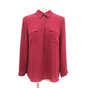  Le souk Le souk blouse pull over long sleeve turn-down collar chiffon tuck 38 red wine red /CT #MO lady's 