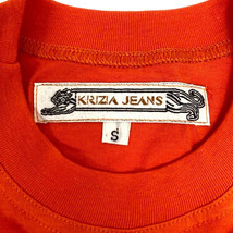 クリッツィア KRIZIA JEANS Tシャツ クルーネック コットン ロゴ 刺繍 七分袖 S オレンジ レディース_画像3