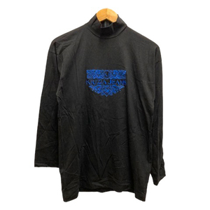 未使用品 クリッツィア KRIZIA JEANS Tシャツ ロンT モックネック コットン ロゴ 刺繍 ラメ 長袖 M 黒 ブラック レディース