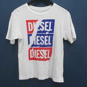 ディーゼル DIESEL 半袖 カットソー 白系 ホワイト ロゴ プリント メンズ