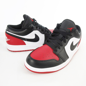 ナイキ NIKE スニーカー AIR JORDAN 1 LOW/エアジョーダン1 ロー ブレッドトゥ 553558-161 US8.5 26.5ｃｍ 靴 ブラック ホワイト レッド メ