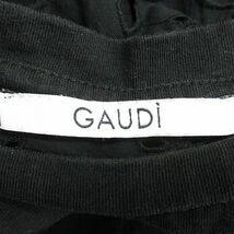 ガウディ GAUDI 花柄 フラワー 半袖 Tシャツ カットソー XS 黒系 ブラック レース 刺繍 シースルー 透け感 綿 コットン レディース_画像3