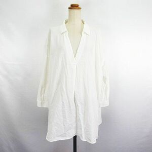 sa man sa Moss Moss SM2 tunic One-piece long sleeve Drop shoulder Skipper color cotton F ivory *EKM lady's 